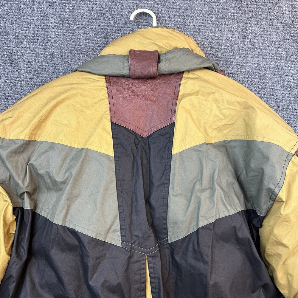 Club Trans-Atlantique Down Jacket L Black Yellow 80/20 Feather Leather Trim - Picture 15 of 16